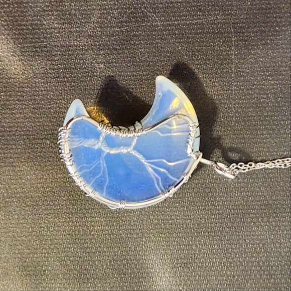 New Transparent Opal Moon Tree of Life Wire Wrap Necklace - Picture 2 of 6